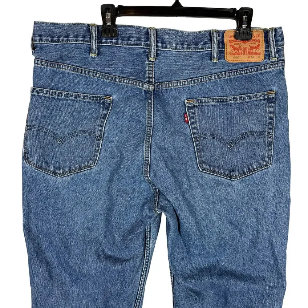 Levi's 550 Jeans Men 40x31 Blue Denim High-Rise Relaxed Fit Straight Leg Zip Fly